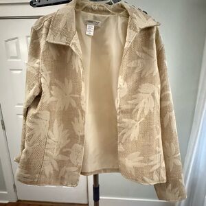 Coldwater Creek Cream Textured Teddy Jacket